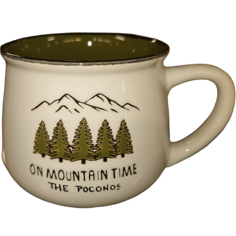 On Mountain Time Poconos Souvenir Ceramic Mug - Dishwasher & Microwave Safe