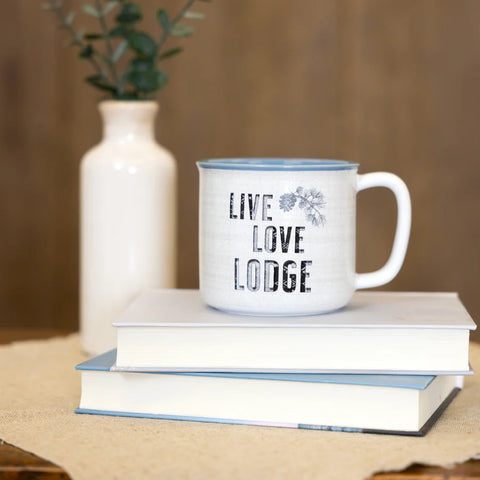 Live Love Lodge 17oz Ceramic Mug - White Wild Woods Lodge