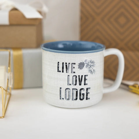 Live Love Lodge 17oz Ceramic Mug - White Wild Woods Lodge