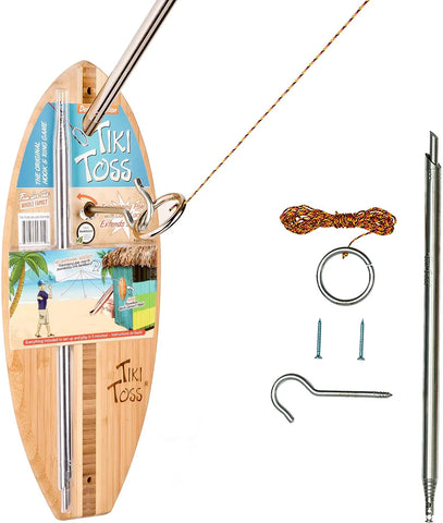 TIKI TOSS Deluxe Edition - The Original Hook & Ring Game with Telescoping Pole